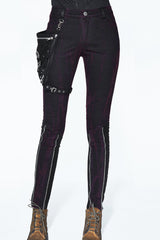 Black Distressed Right Side Detachable Bag Women's Punk Pants - Product - 5