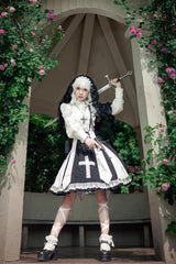 Black Paradise Cross Print Ruffle Sleeveless Gothic Lolita Dress - Product - 11