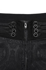 Black Jacquard Floral Print Decal Decoration Men's Gothic Pants - Product - 5