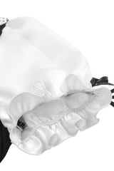 Black/White Short Puff Sleeves Lace Ruffled Stand Collar Women's Gothic Royal Blouse - Product - 14