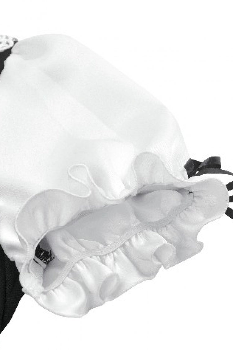 Black/White Short Puff Sleeves Lace Ruffled Stand Collar Women's Gothic Royal Blouse - Product - 14