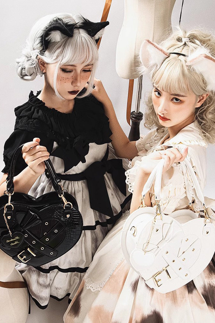 Witch Tea Break Heart Shaped Bowknot Buckle Gothic Lolita Bag 2 Colors - Product - 7