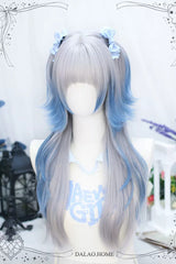Blue/Gray Natural Long Curly Sweet Lolita Wigs - Product - 2