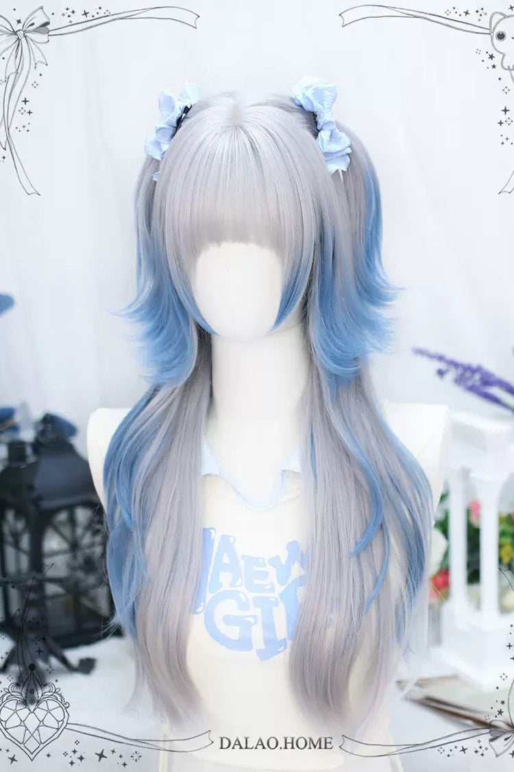 Blue/Gray Natural Long Curly Sweet Lolita Wigs - Product - 2