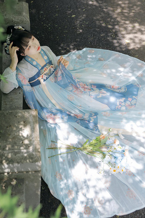 Chinese Ancient Style Fairy Elegant Chiffon Sweet Hanfu Dress Full Set - Product - 4