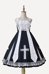 Black Paradise Cross Print Ruffle Sleeveless Gothic Lolita Dress - Product - 5