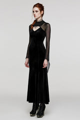 Black Long Sleeves Hollow Stitching Lace Sheer Women's Gothic Gorgeous Dress - Product - 2