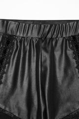 Black Floral Embroidery Women's Gothic Leggings - Product - 5