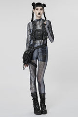 Black Post-Apocalyptic Rivets Skull Women's Steampunk Adjustable Strap Bag - Product - 4