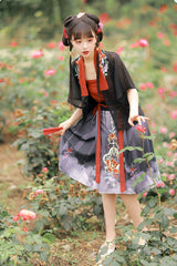 Black Chinese Style Song Dynasty Spring And Summer Three Piece Sweet Hanfu Dress - Product - 2