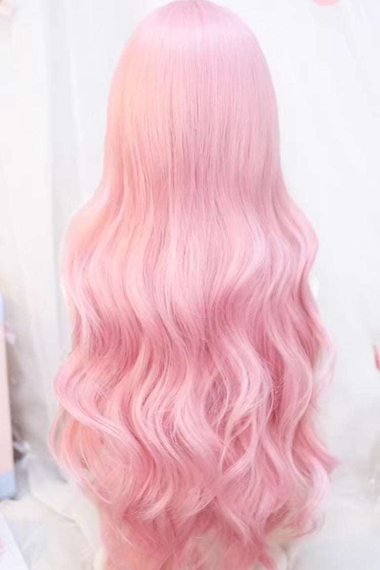 Dreamy Sakura Pink Long Straight Sweet Lolita Wig with Light Airy Bangs - Product - 3