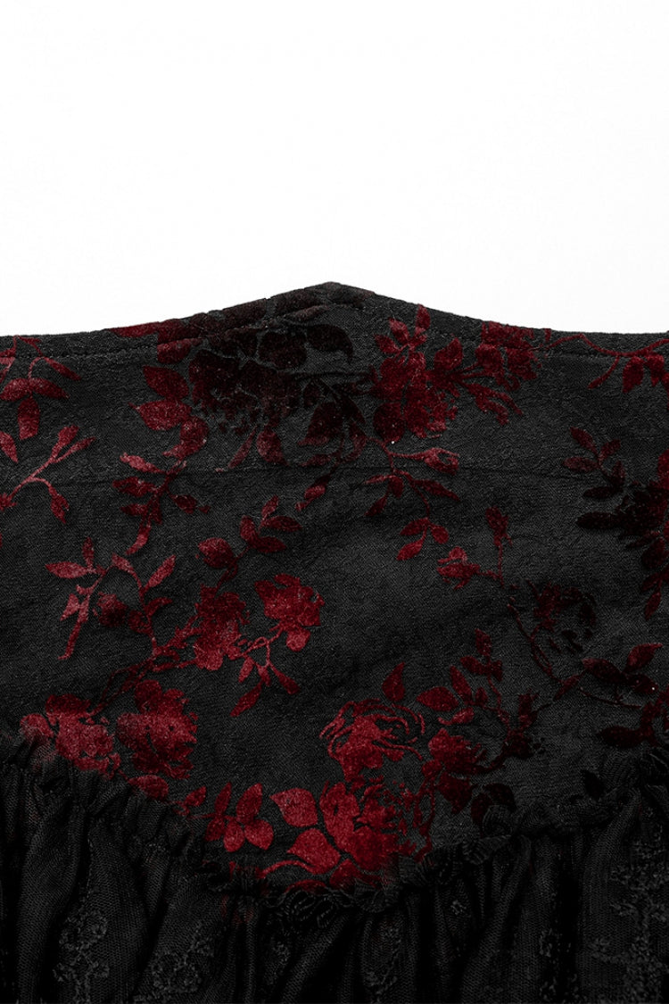 Black/Red Layered Ruffle Hollow Lace Women's Gothic Skirt - Product - 6
