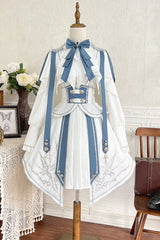 White/Blue [Star Knight] Print Punk Military Princess Handsome Ouji Lolita Skirt - Product - 2