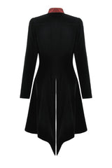 Black/Red Peak Lapel Collar Long Sleeves Multi-Layered Lace Mock Two-piece Women's Gothic Tailcoat - Product - 13