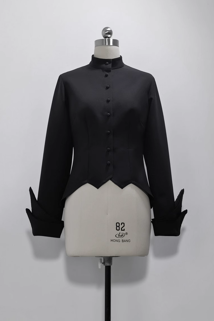 Black Vintage Medieval Prince Ouji Lolita Slim Fit Shirt - Black - 1