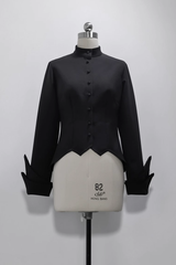 Black Vintage Medieval Prince Ouji Lolita Slim Fit Shirt - Black - 1