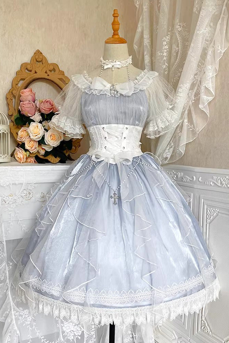 Blue Short Sleeves Ruffle Hanayome Sweet Mermaid Princess Lolita Dress - Product - 3