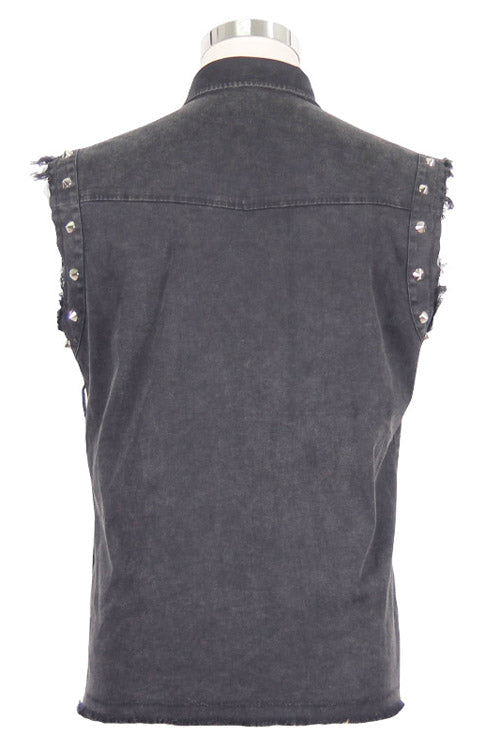 Black Rock Unedged Sleeveless Faded Mens Punk Blouse - Product - 7