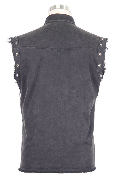 Black Rock Unedged Sleeveless Faded Mens Punk Blouse - Product - 7