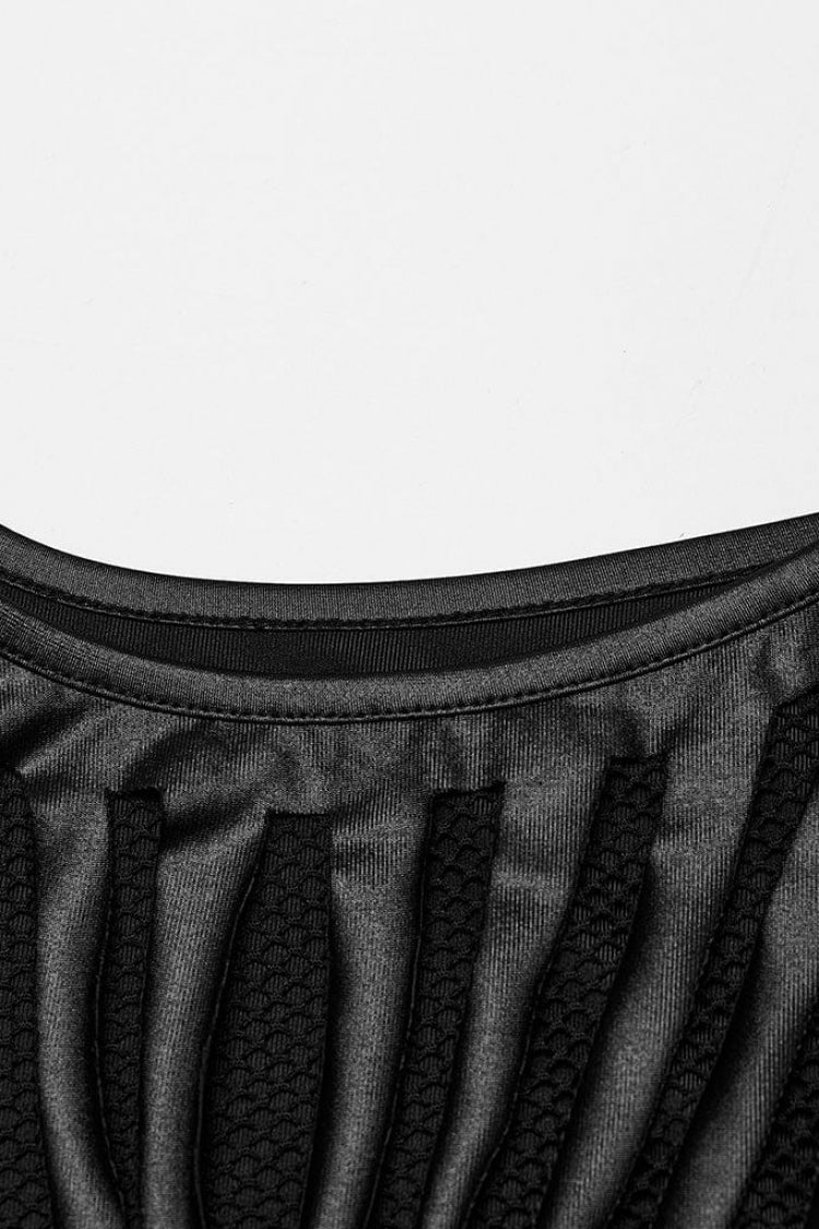 Black Round Collar Sleeveless Stitching Mesh Ripped Women's Punk Tank Top - Product - 7
