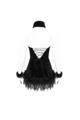Black Halterneck Fluffy Splice Velvet Women's Gothic Dress - Product - 8