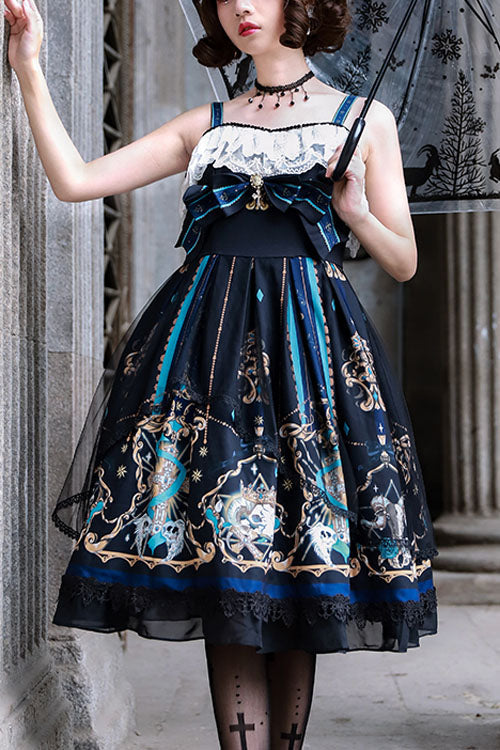 Black God's Salvation Square Collar Lace Ruffled Gothic Lolita JSK Dress - Black - 1