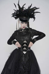 Black Lace-Up Slim Irregular Zippered Women's Punk Corset - Product - 5