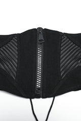 Black Stitching Mesh Zipper Women's Punk Underbust Corset - Product - 5