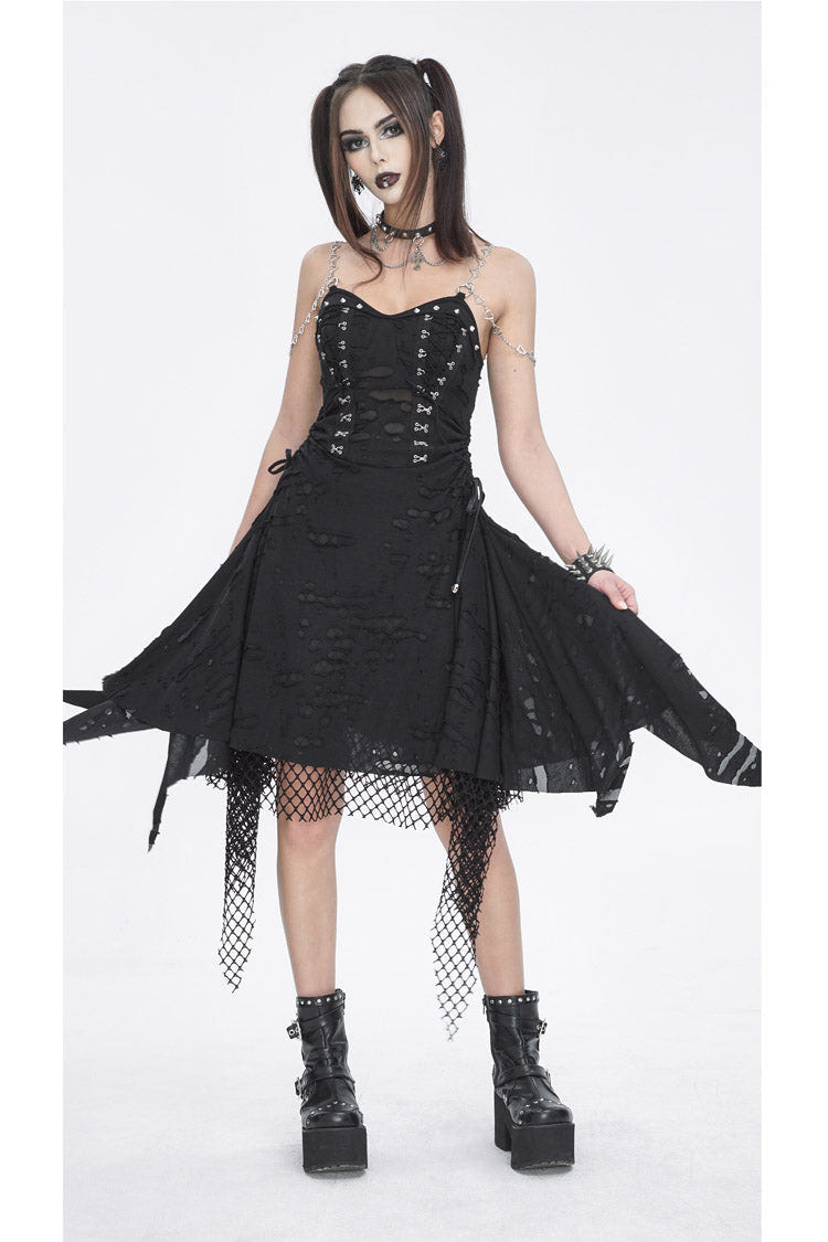 Black Lace Ripped Women's Gothic Jsk Dress - Product - 2