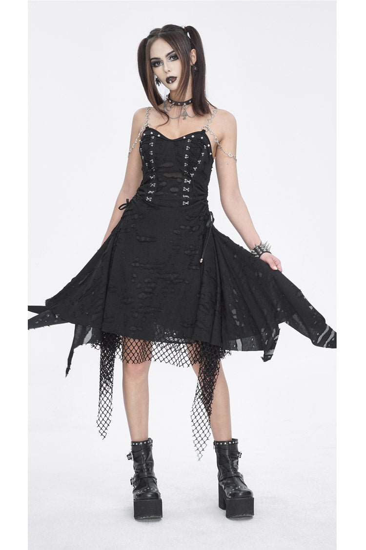 Black Lace Ripped Women's Gothic Jsk Dress - Product - 2
