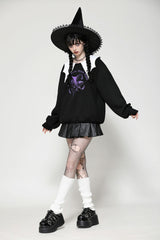 Black/White Point Peter Pan Collar Collar Long Sleeves Women's Gothic Vintage College Sweatshirt - Product - 12