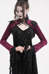 Black/Purple Stand Collar Long Sleeves Lace Tassels Women's Gothic Cape - Product - 2