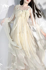 Ivory [Wanderer's Song] Bowknot Irregular Hem Sweet Lolita Jsk Dress - Ivory - 1
