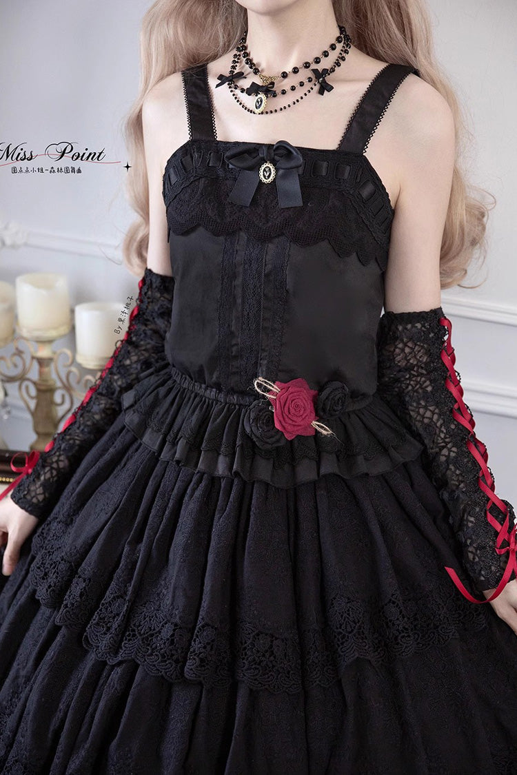Black [Forest Waltz] Embroidery Sweet Elegant Lolita Suspender Top - Product - 4