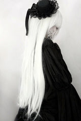 Moonlight White Full Bangs Sweet Lolita Long Straight Wig - Product - 4