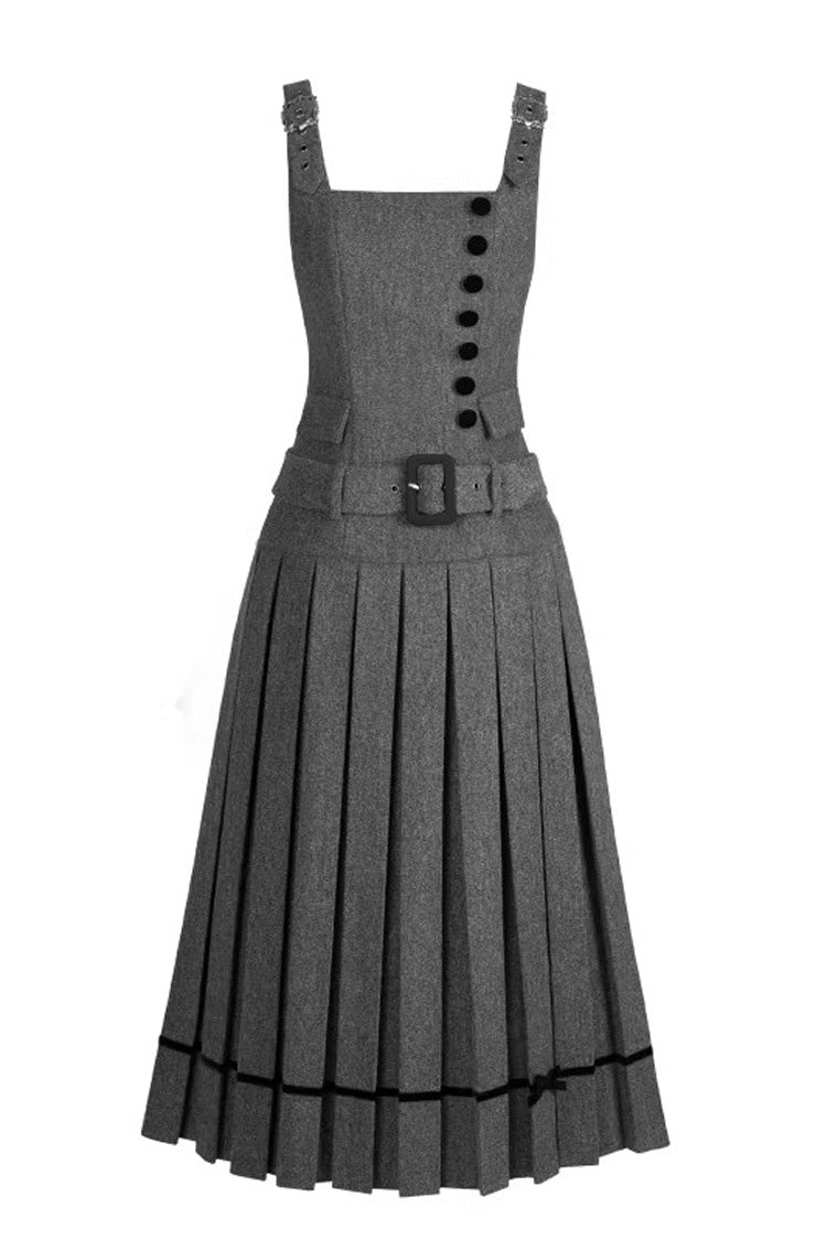 Grey [Letters & Poems · Grace] Ruffled Daily Elegant Classic Lolita Jsk Dress 2 Versions - Product - 5