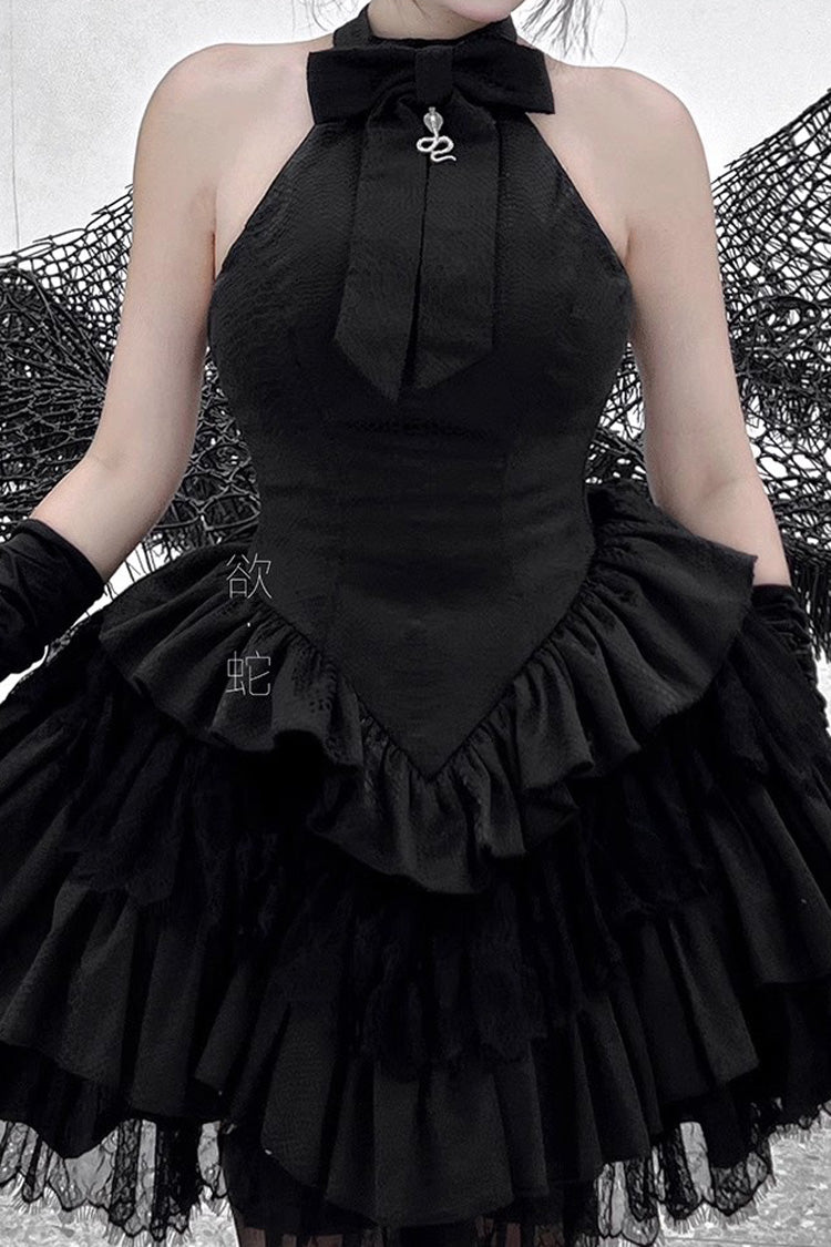 Desire Snake Halterneck Multi-layer Ruffle Lace Gothic Lolita Dress 2 Colors - Product - 3