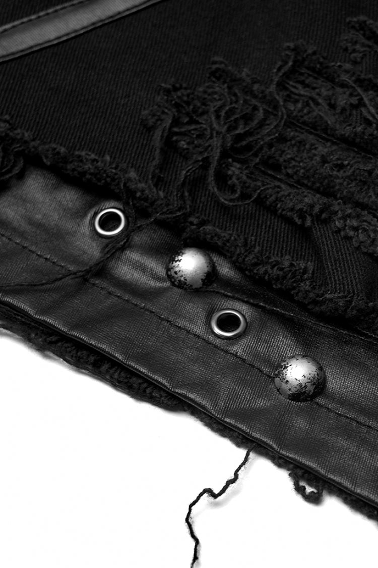 Black Five-Pointed Print Slim Ripped Metal Nail Decoration Women's Steampunk Skirt - Product - 7