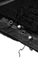 Black Five-Pointed Print Slim Ripped Metal Nail Decoration Women's Steampunk Skirt - Product - 7