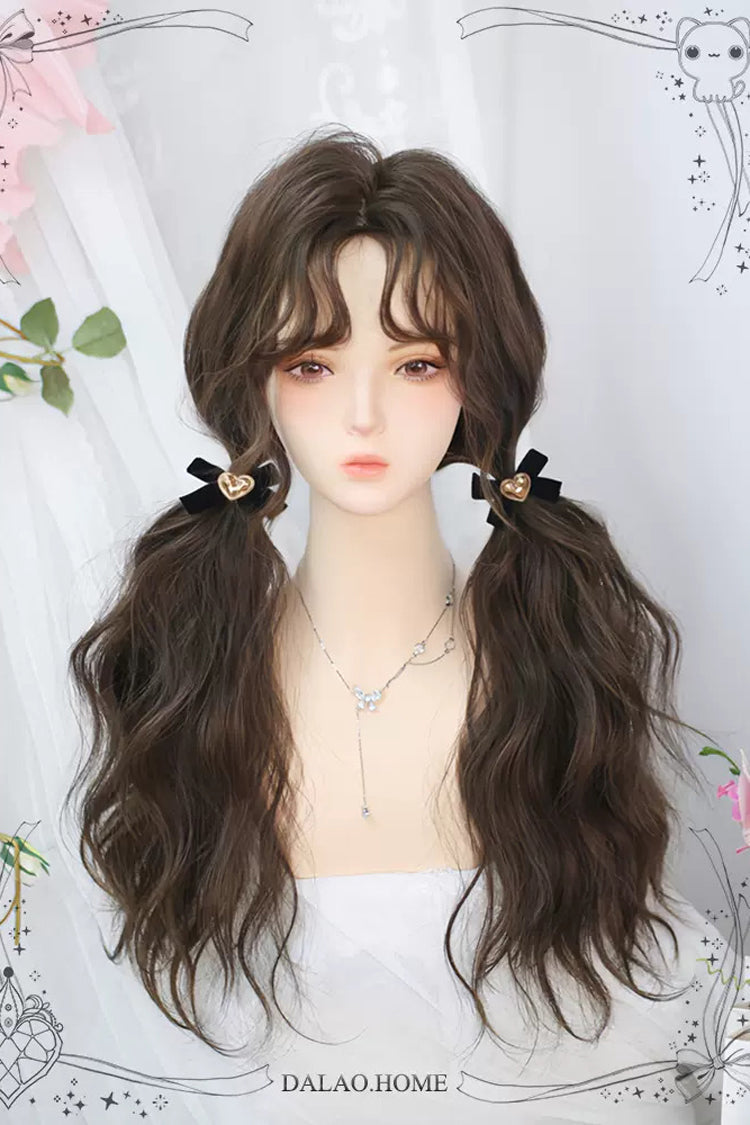Secondary Fluffy Wool Curls Sweet Lolita Long Wigs 2 Colors - Brown - 4