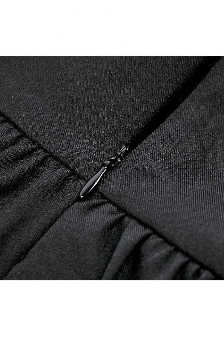 Black Women's Gothic High Waisted Embroidered Gathered Maxi Skirt - Product - 16