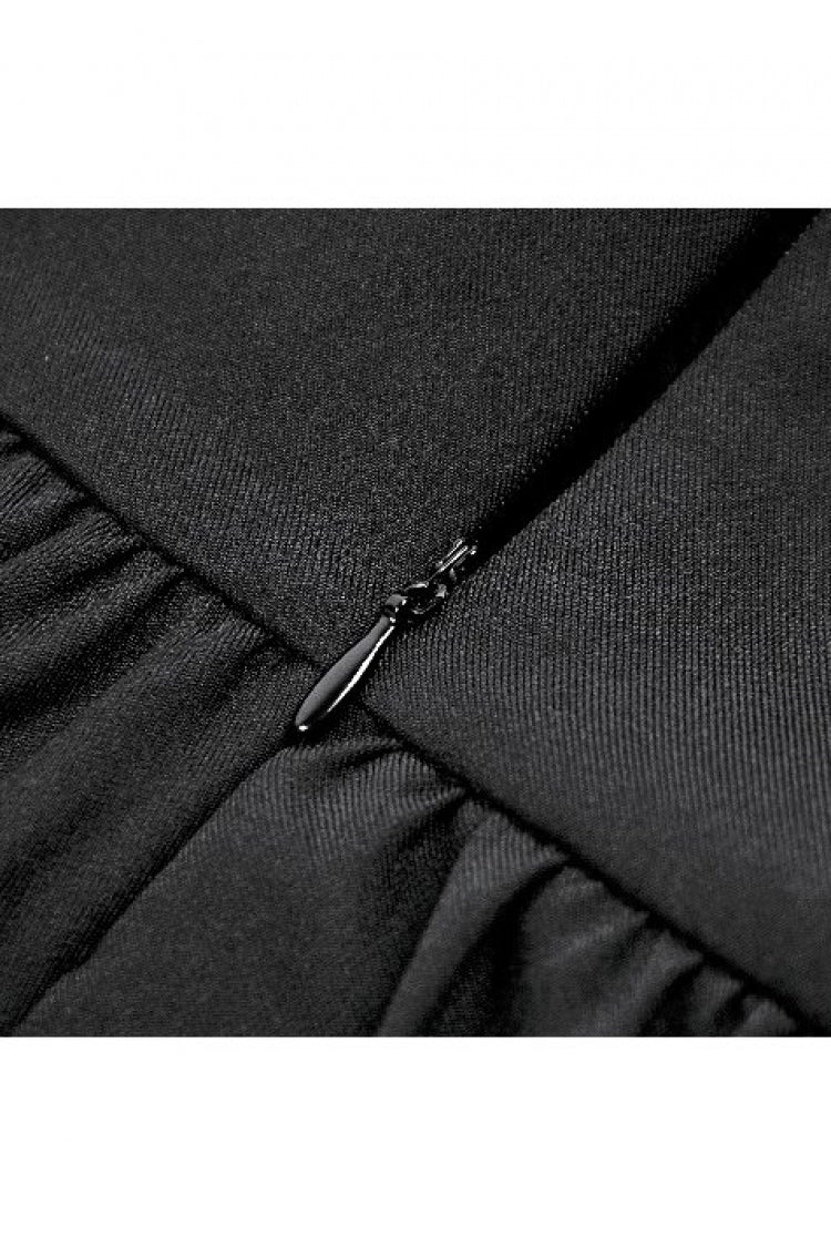 Black Women's Gothic High Waisted Embroidered Gathered Maxi Skirt - Product - 16