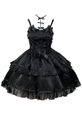 Black Angels Come Detached Hime Sleeves Ruffle Gothic Lolita Jsk Tiered Dress - Product - 2