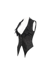 Black Plum Blossom Texture Deep V Back Rope Adjustable Women's Gothic Vest - Product - 7