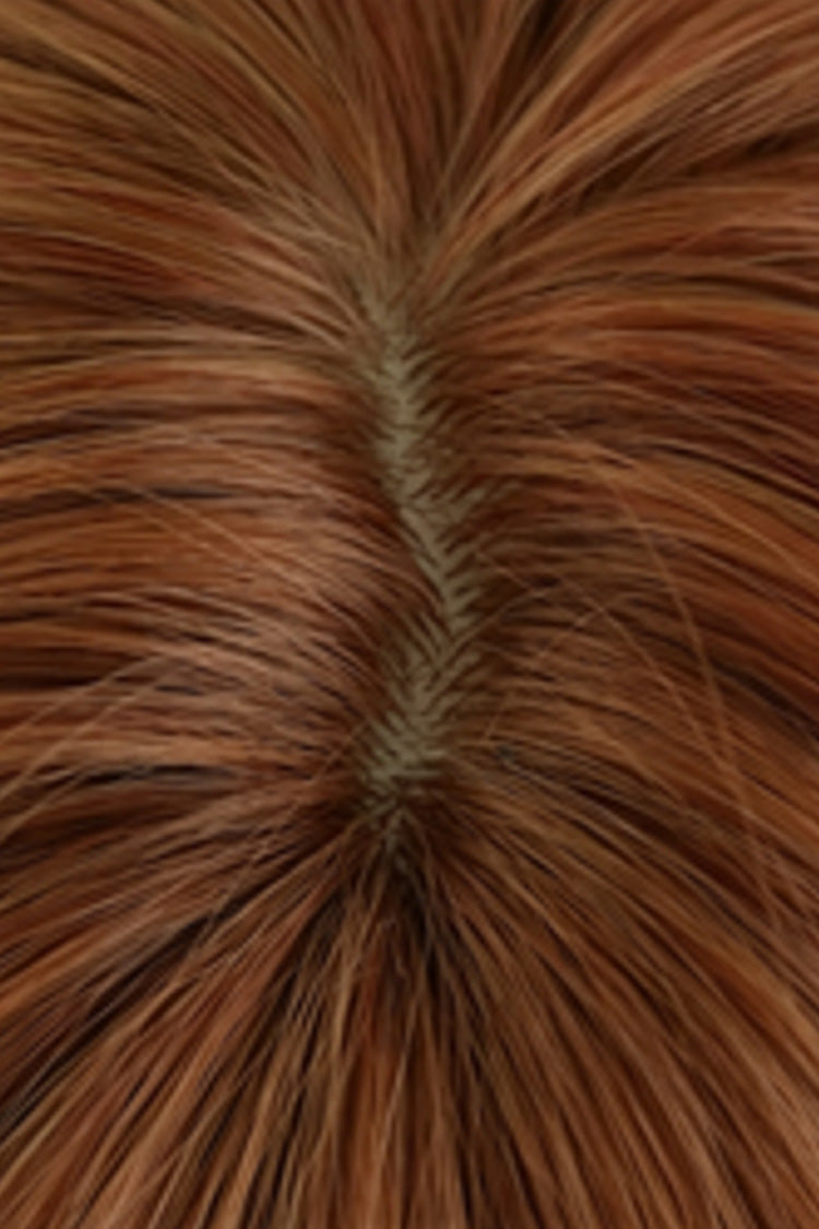 Vintage Orange Brown Face-Framing Layered Shoulder Bob Sweet Lolita Wig with Full Bangs - Product - 4