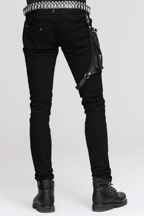 Black Punk Fitted With Leg Bag Straight Mens Pants - Product - 4