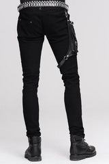 Black Punk Fitted With Leg Bag Straight Mens Pants - Product - 4