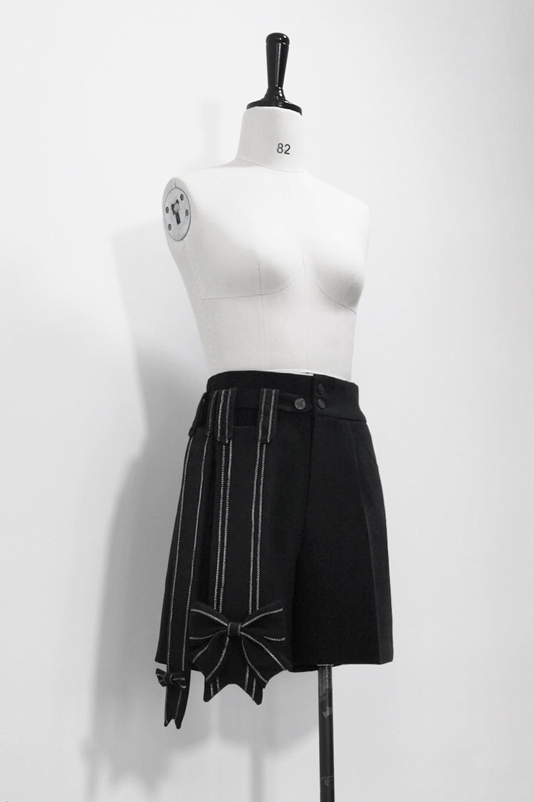 Black Vintage Bowknot Ouji Fashion Lolita Blazer Shorts - Product - 2
