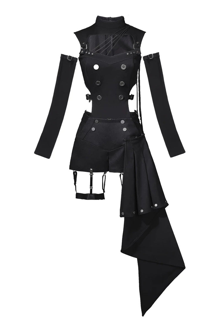 Black [Masquerade Phantom Thief] Cut-Out Gothic Ouji Lolita Shorts Set - Product - 3