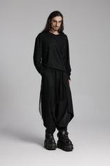 Black Round Collar Long Sleeves Ripped Mesh Men's Punk T-Shirt - Product - 3